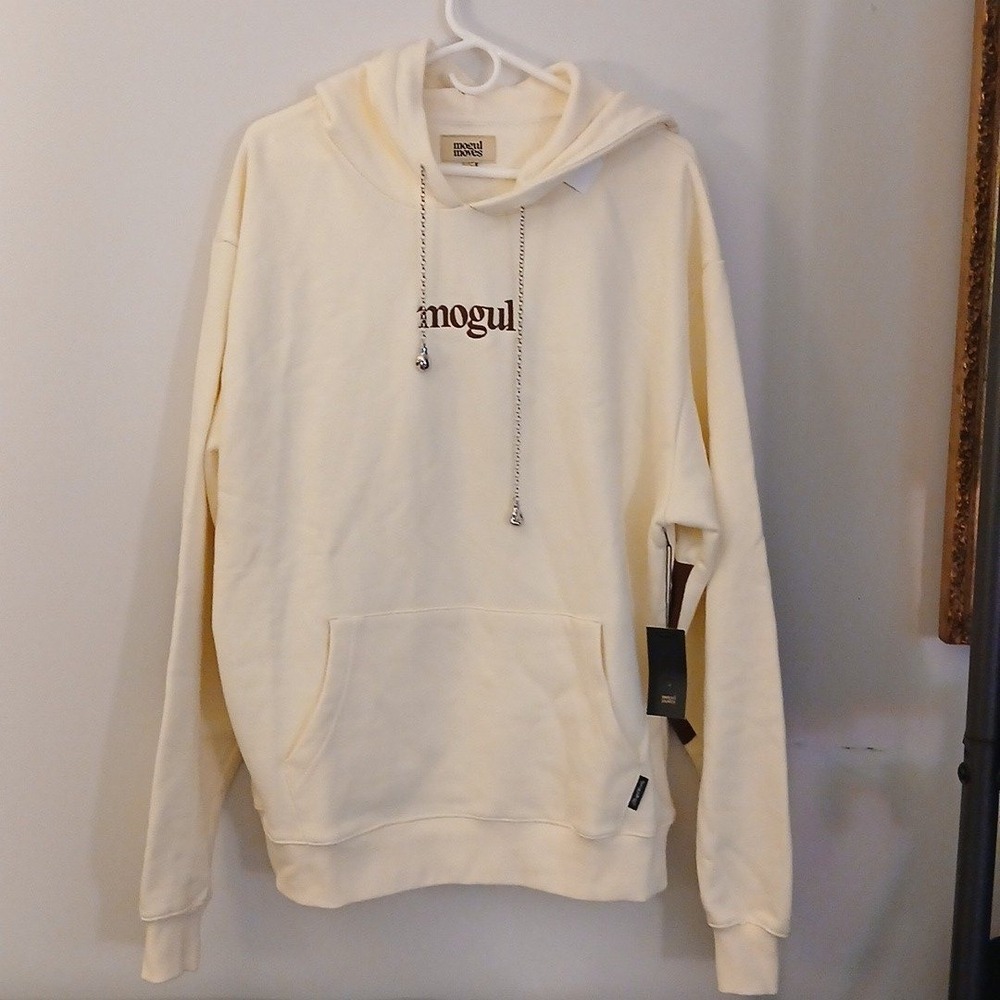 Mogul Moves Ludwig Chess Boxing Club Hoodie Cream Mens Large Corduroy Patches